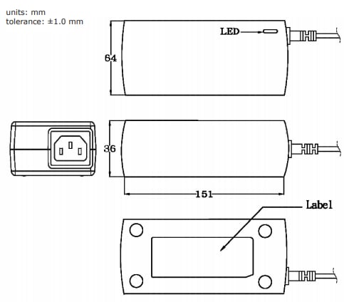 機械図面 - CUI Inc SDI90 AC-DC電源